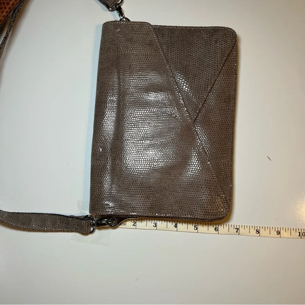 Van Eli Clutch Purse Handbag Faux Suede Snakeskin Pattern